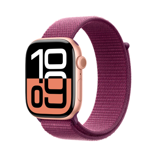 Apple Watch Series 10 GPS, 46mm, Sport Loop "Plum", Rose Gold
